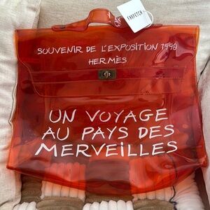 Hermes Souvenir L’Exposition 1998 Orange Clear Shopping Bag -NWT
